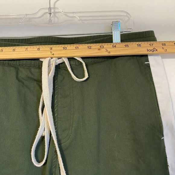 KDNK Jogger Pants Men XL Green Side Stripe Zip Ankle Tie Waist Y2K Sporstwear - Picture 5 of 7